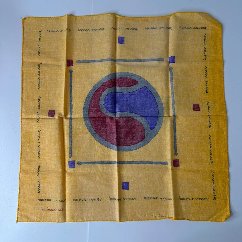 Vtg Pecos River Bandana Scarf Aon Consulting Yellow 20.5